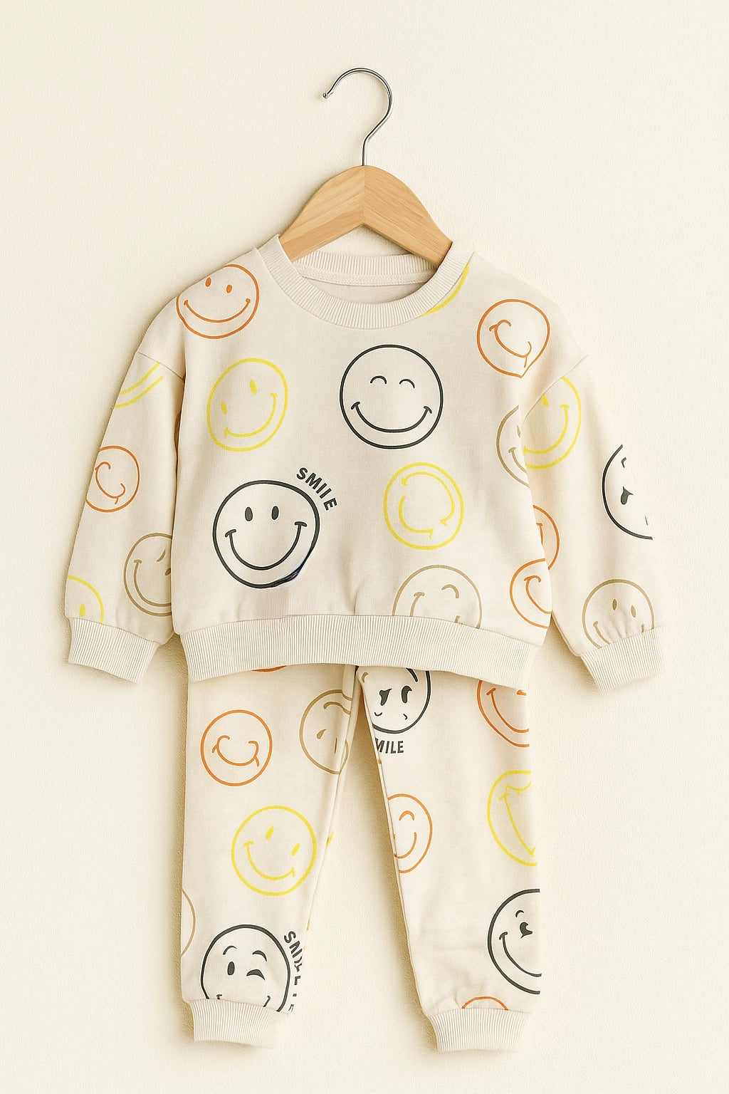 Trendy Soft & Breathable - Trendy Baby Co-Ord Set with Fleece - Smiley