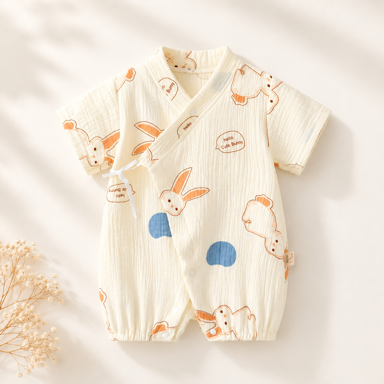 Soft & Breathable - Baby Rabbit Printed Wrap Romper