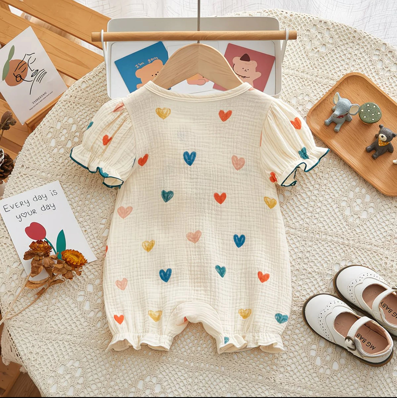 Soft & Breathable - Baby & Toddler - Heart Romper 3D