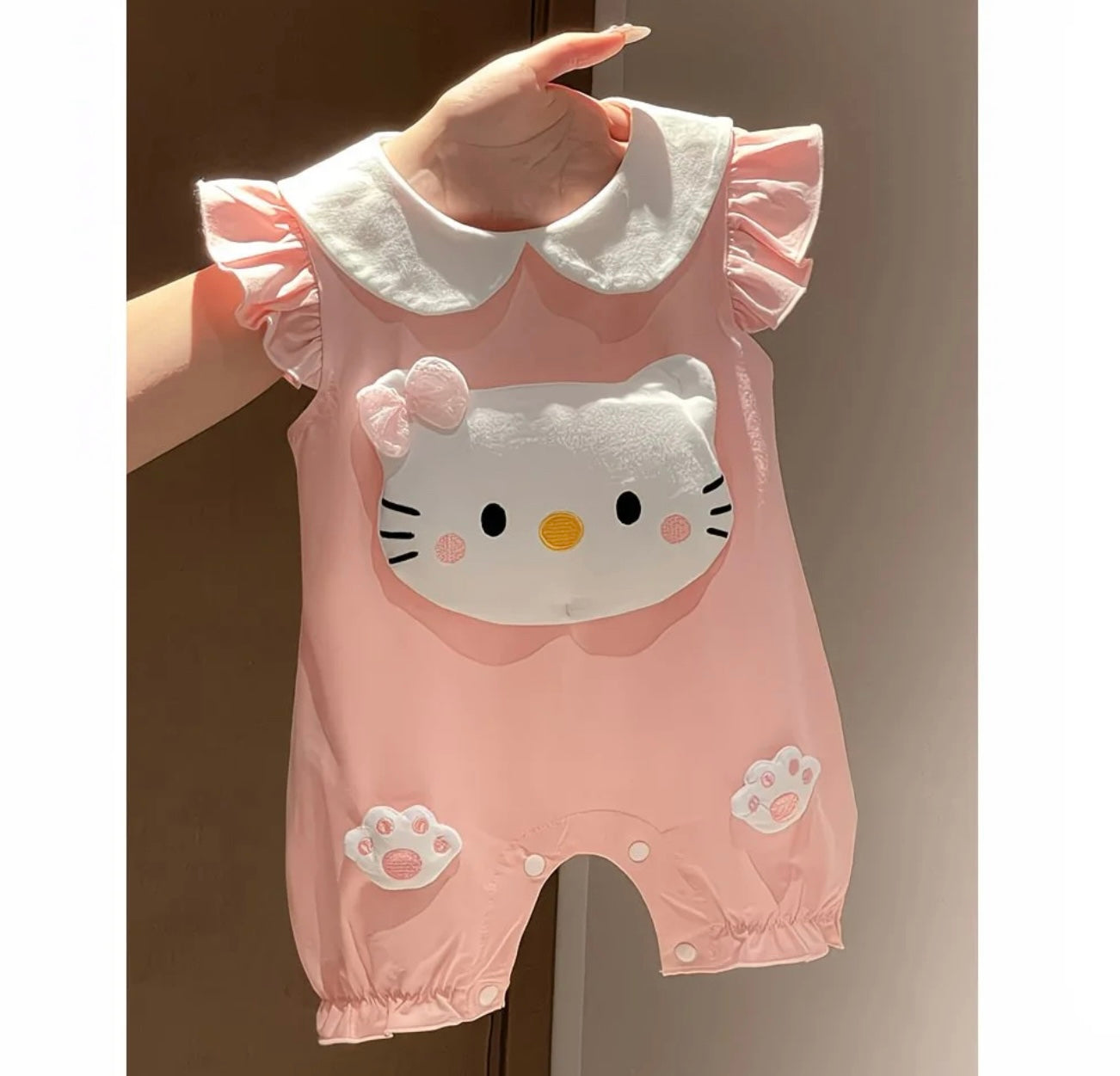 Soft & Breathable - Baby & Toddler - 3D Hello Kitty Plushy Romper - Pastel Pink