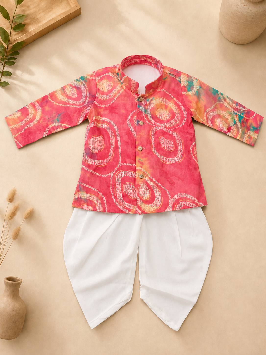 Soft & Breathable - Baby & Toddler - Elegant Ethnic - Royal Heritage Coral Kurta Set
