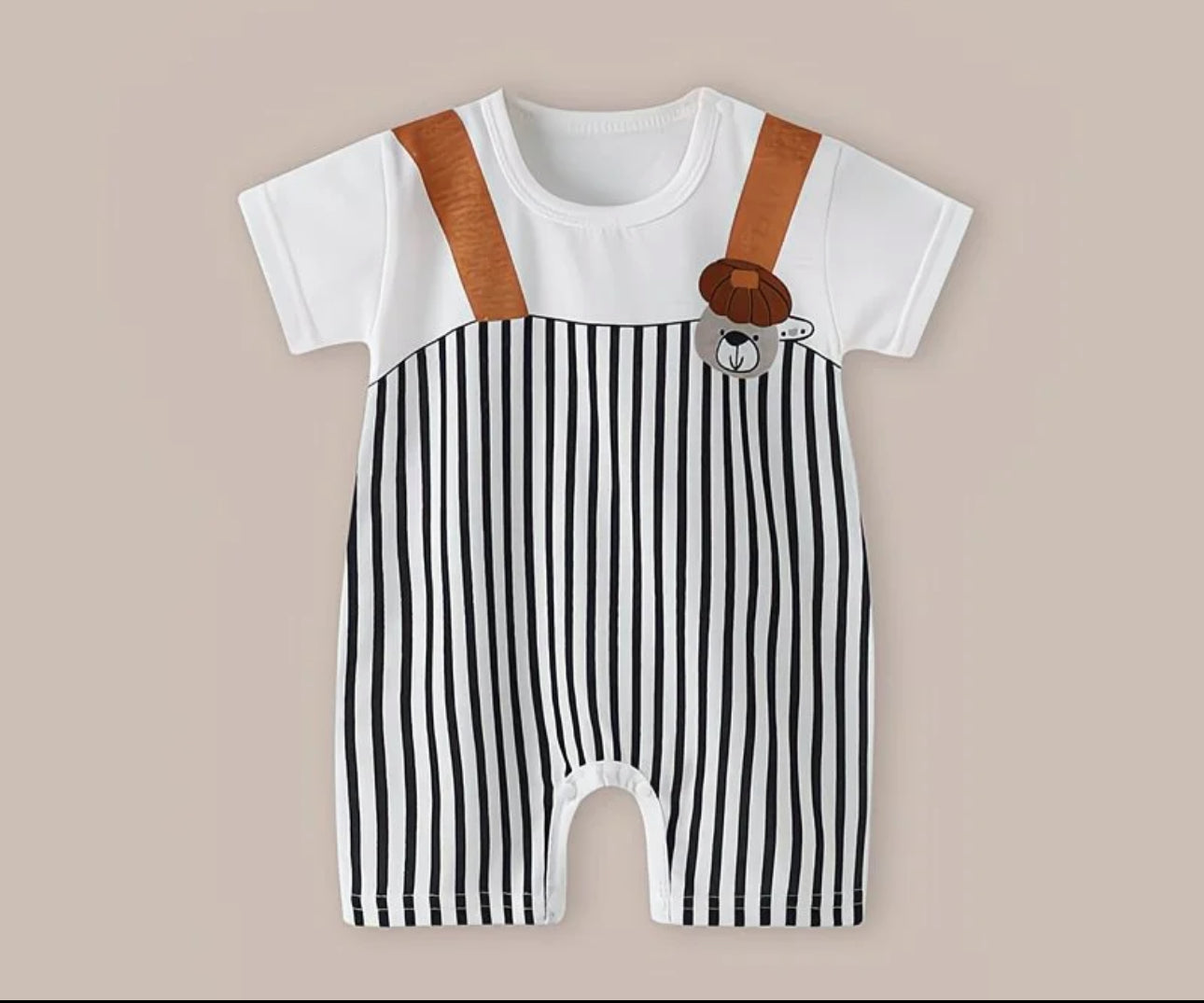 Soft & Breathable - Baby & Toddler - Elegant Stripe Suspender Romper