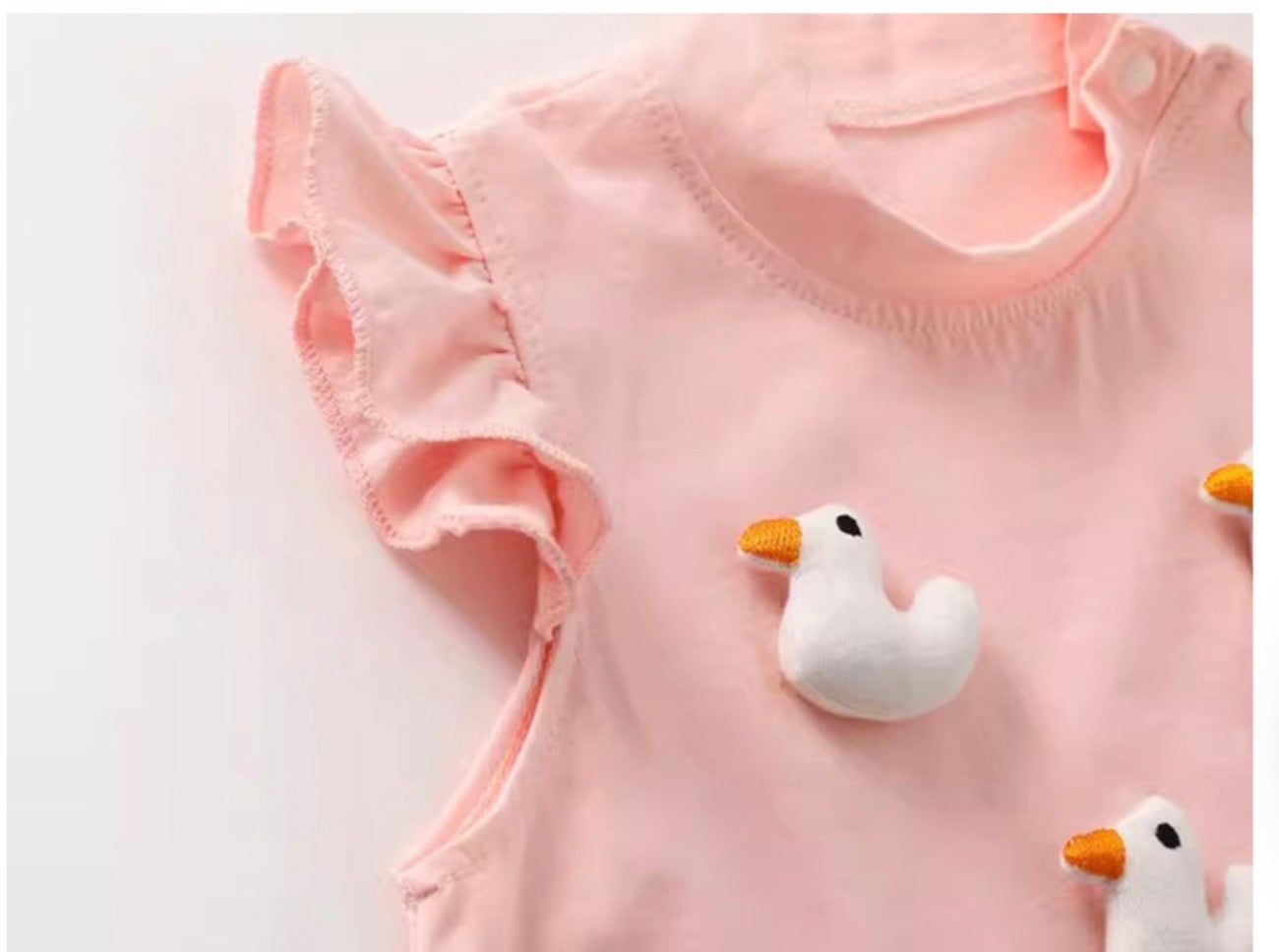 Soft & Breathable - Baby Girl 3D Duckling Romper