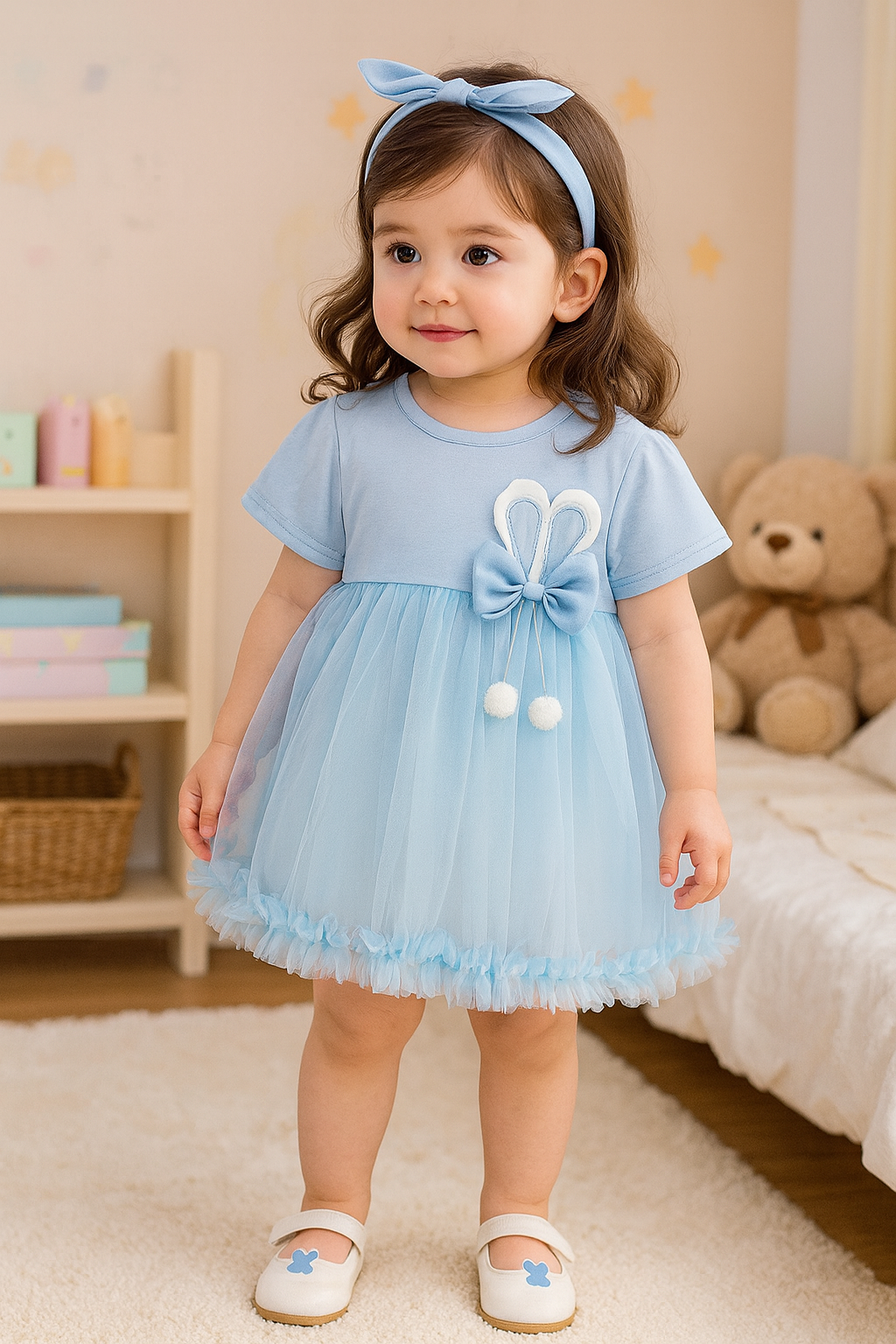 Girls Princy Soft Flare Dress - Blue
