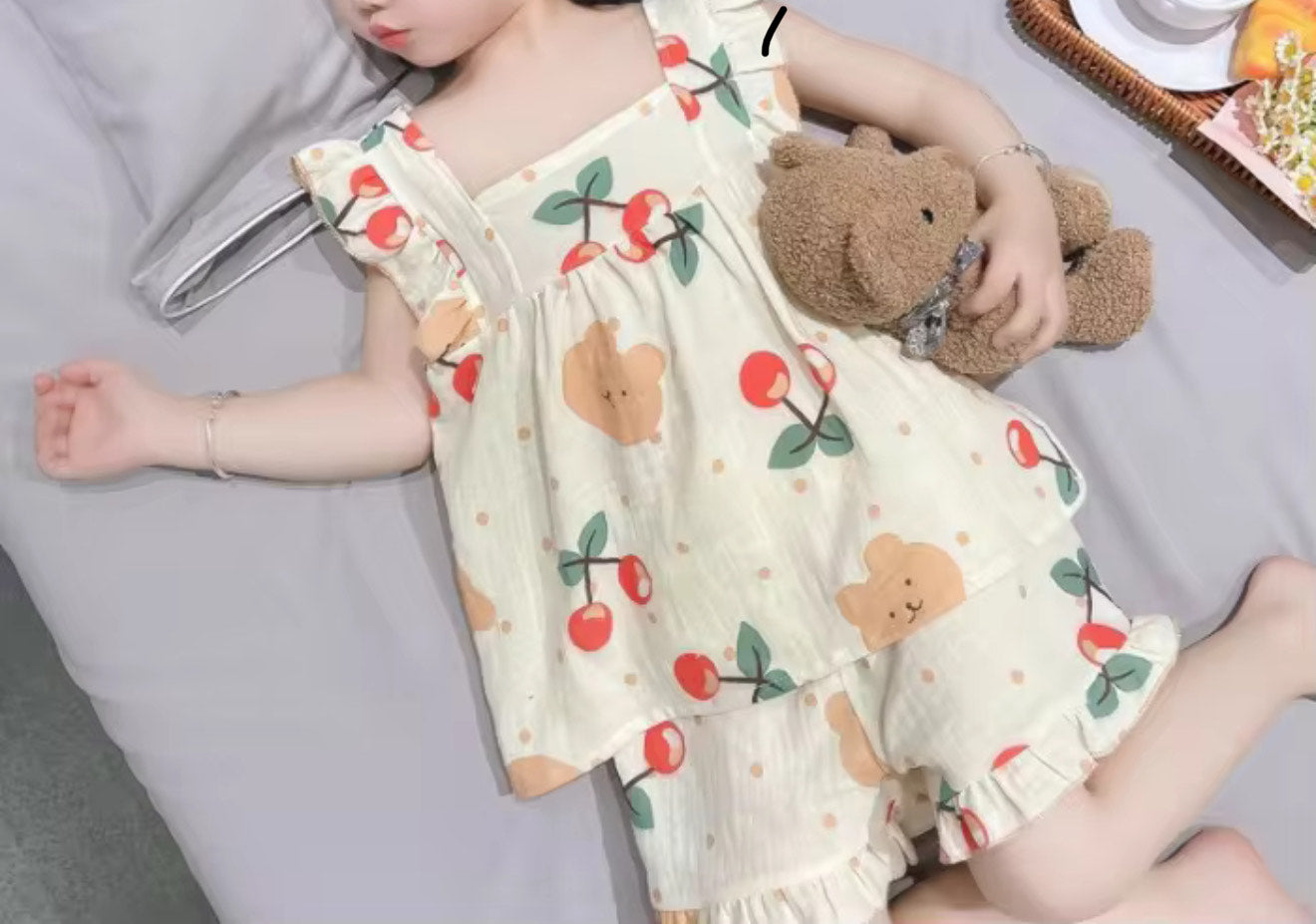 Trendy Girls Short Co-ord Set - Cherry