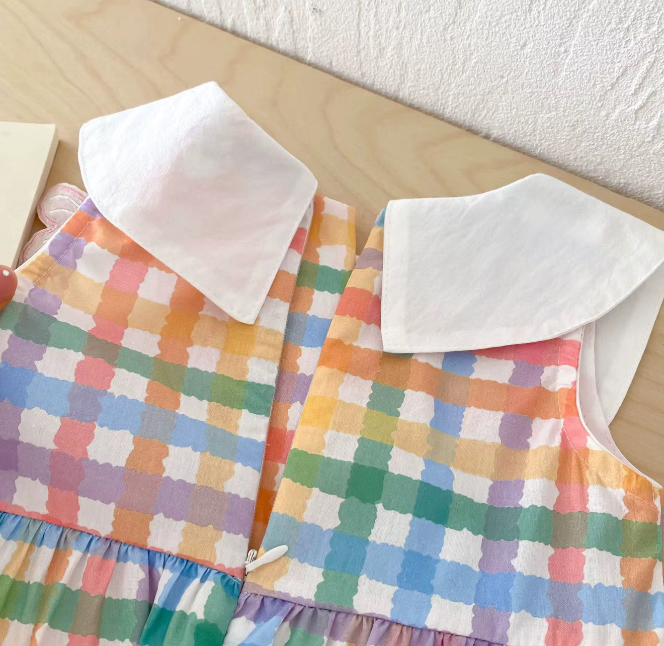 Girls Checked Cute Cartoon Dress