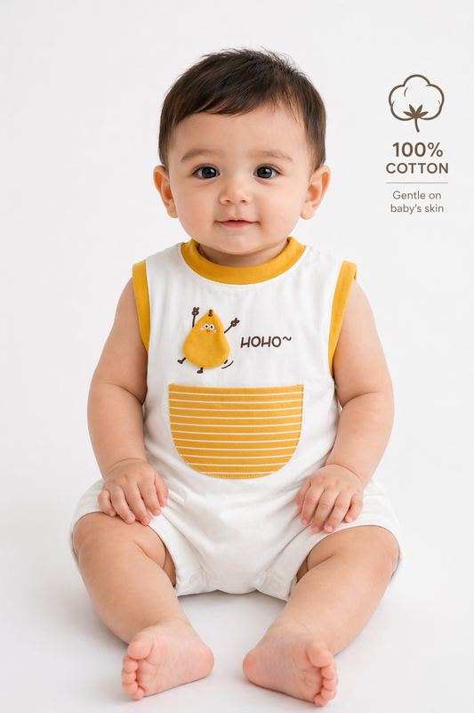 Soft & Breathable - Elegant 3D Baby Romper – Sunny Pear Edition