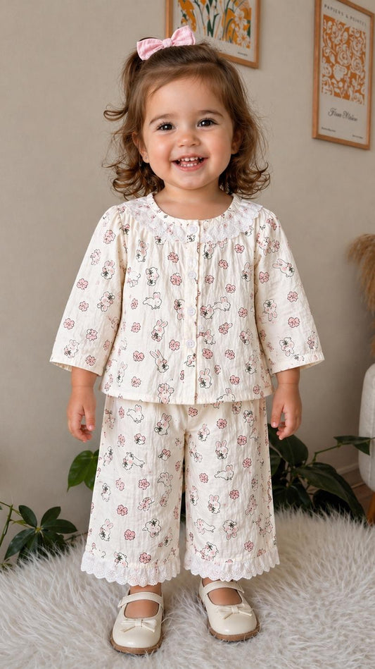 Elegant & Soft Printed Full Co-ord Set - Rabbit