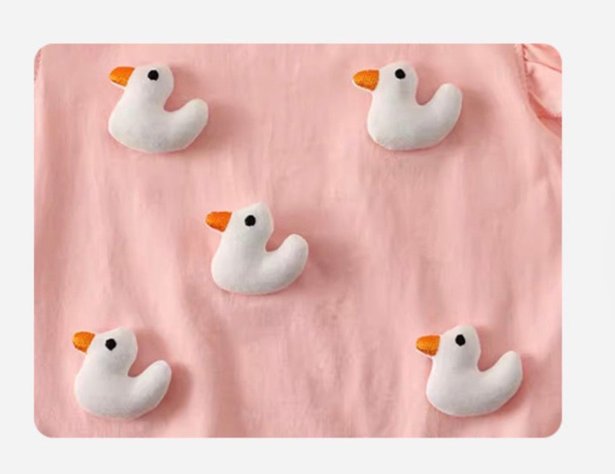 Soft & Breathable - Baby Girl 3D Duckling Romper