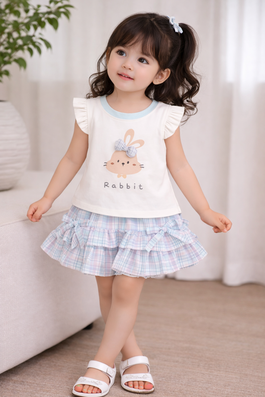 Trendy Girls Stylish Rabbit Summer Co-Ord Set