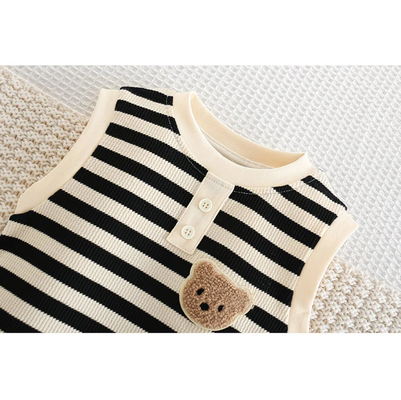 Soft & Breathable - Baby & Toddler - Elegant Baby Bear Striped Sleeveless Romper