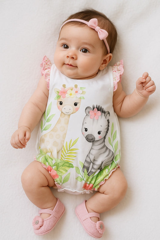 Soft & Breathable - 100% Organic Cotton Baby Bodysuit - Animal Print