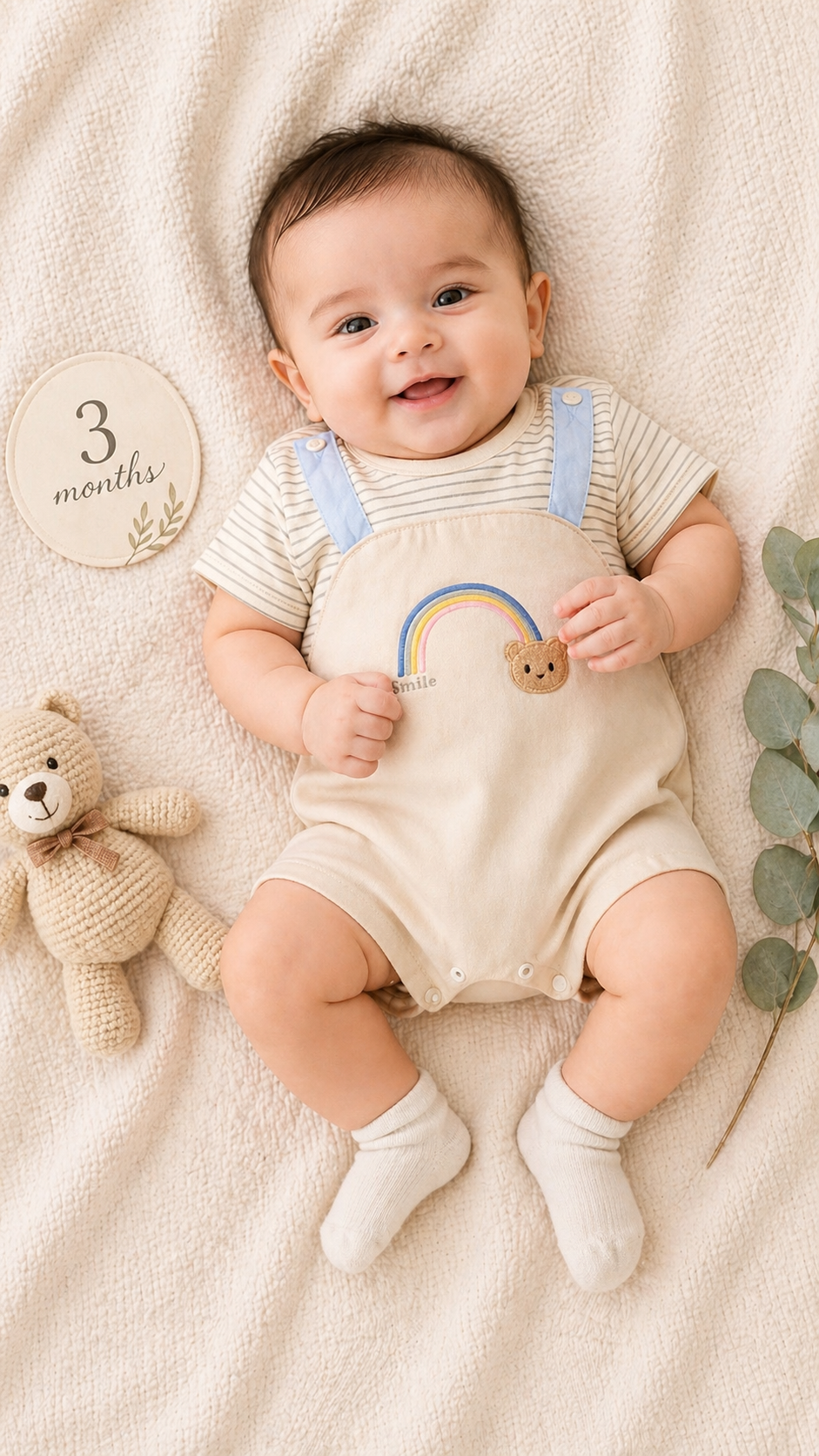 Soft & Breathable - Baby & Toddler - Elegant Striped Rainbow Print Romper