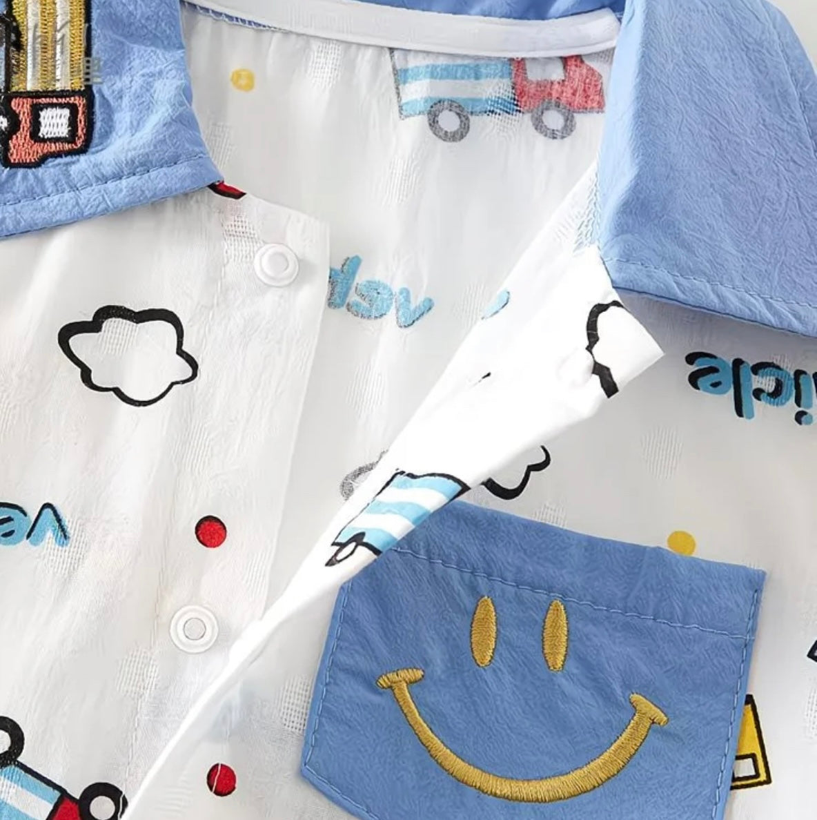 Soft & Breathable - Baby & Toddler - Traffic Print Collared Baby Romper