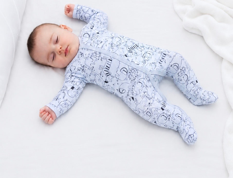 Soft & Breathable - Baby & Toddler - Baby Elephant & Safari Print Full-Sleeve Sleepsuit