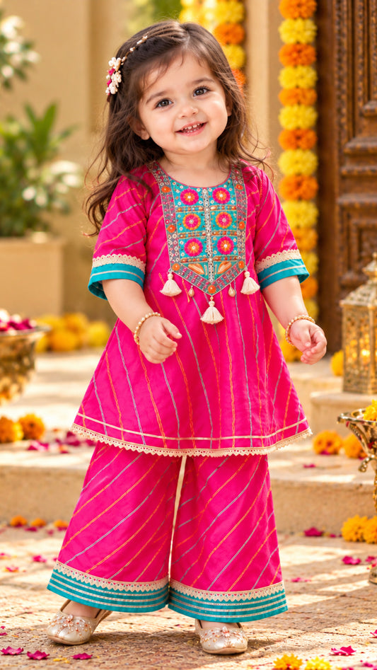 Girls Soft Ethnic - Embroidered Twilight Festive Set