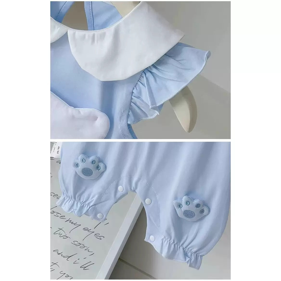 Soft & Breathable - Baby & Toddler - Plushy 3D Hello Kitty Romper - Pastel Blue