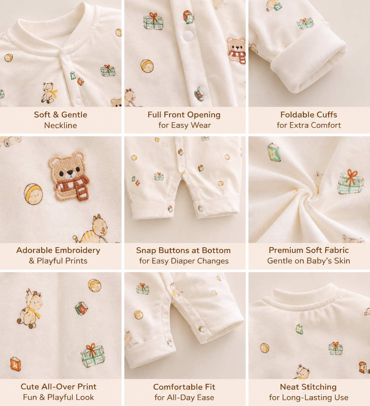 Soft & Breathable - Baby & Toddler - 3D Teddy & Toys Dreamy Romper