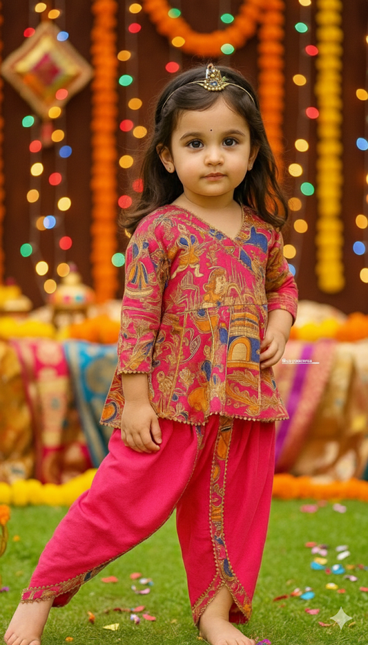 Girls Printed Full Ethnic Beautiful & Elegant Set - Festive Ready