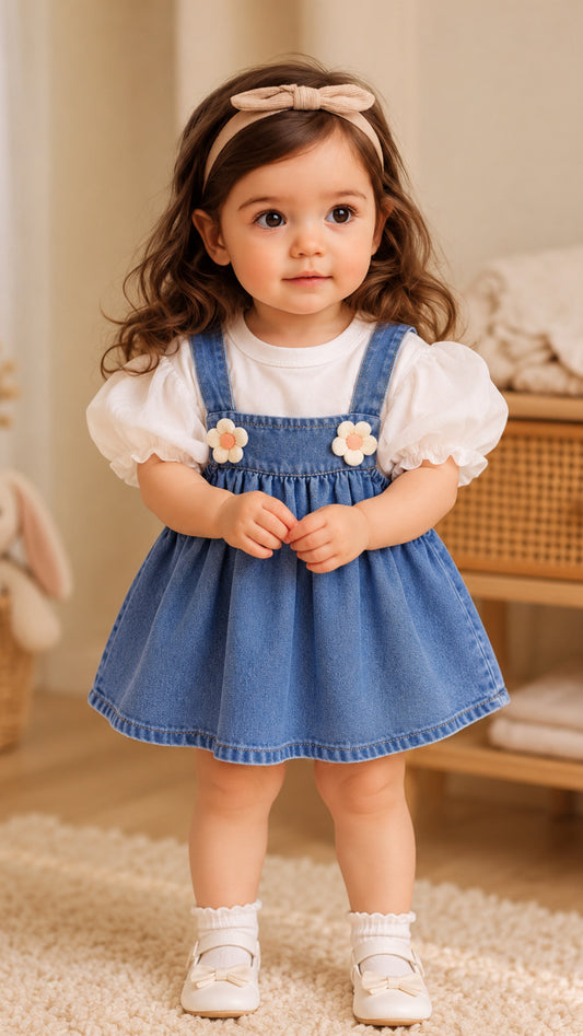 Denim Love - Girls Soft Denim A line Skirt With Super Soft T-Shirt