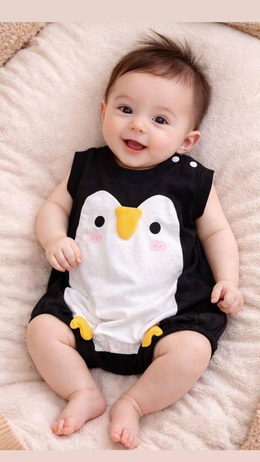 Soft & Breathable - Baby & Toddler - Baby Penguin Romper Black