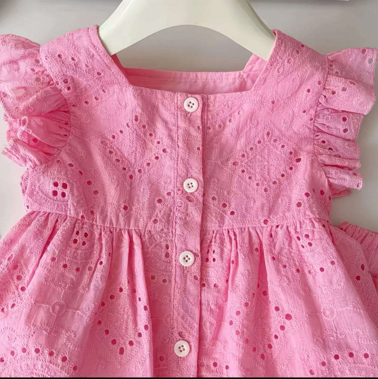 Girls Pink Eyelet Summer Co-Ord Set
