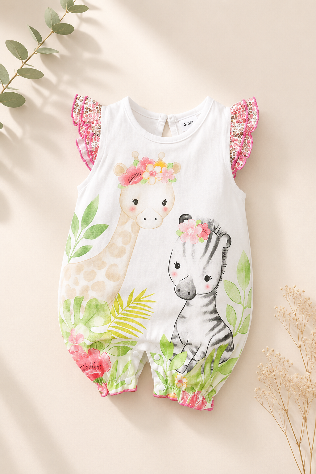 Soft & Breathable - 100% Organic Cotton Baby Bodysuit - Animal Print