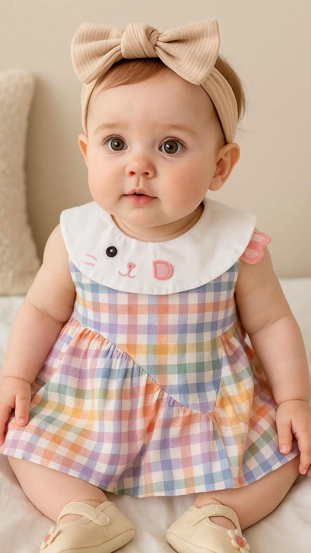 Soft & Breathable - Baby & Toddler Checked Cartoon Dress