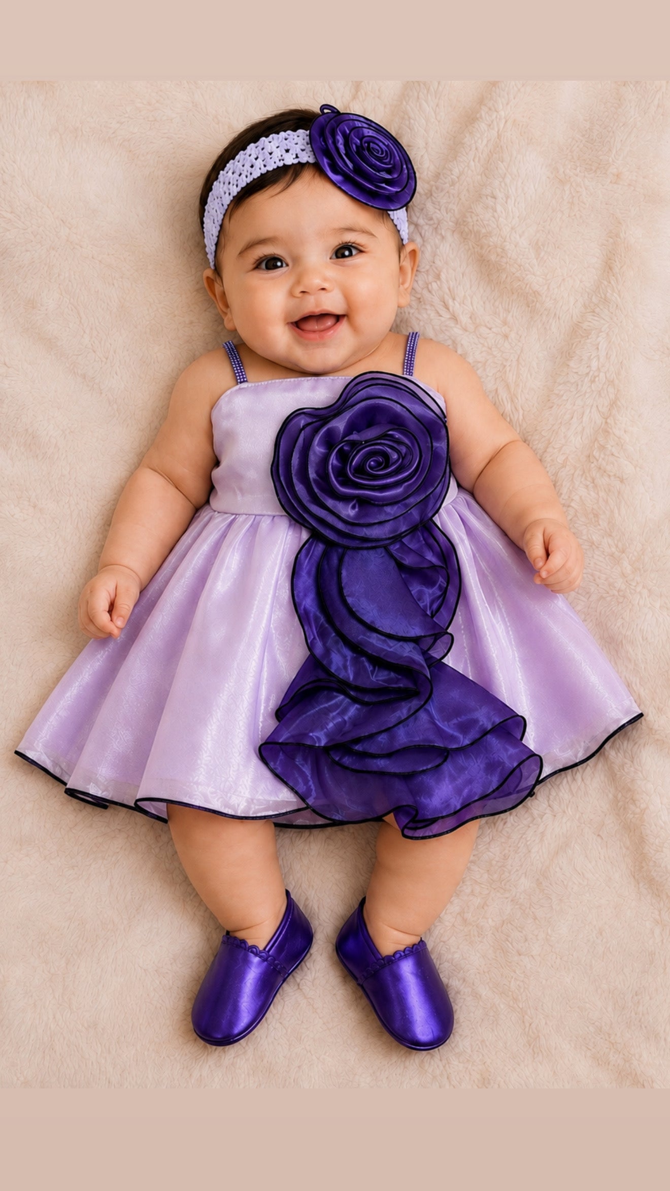 Soft & Breathable - Baby Girl Lavender Royale Bloom Dress