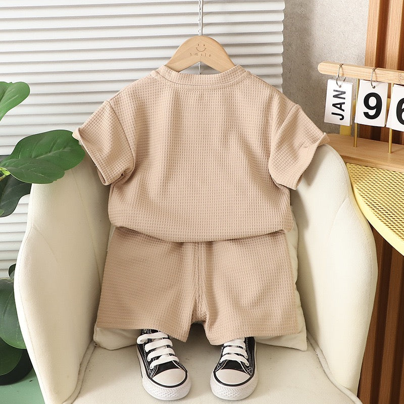 Kids Labubu Waffle T-Shirt & Shorts Co-ord Set
