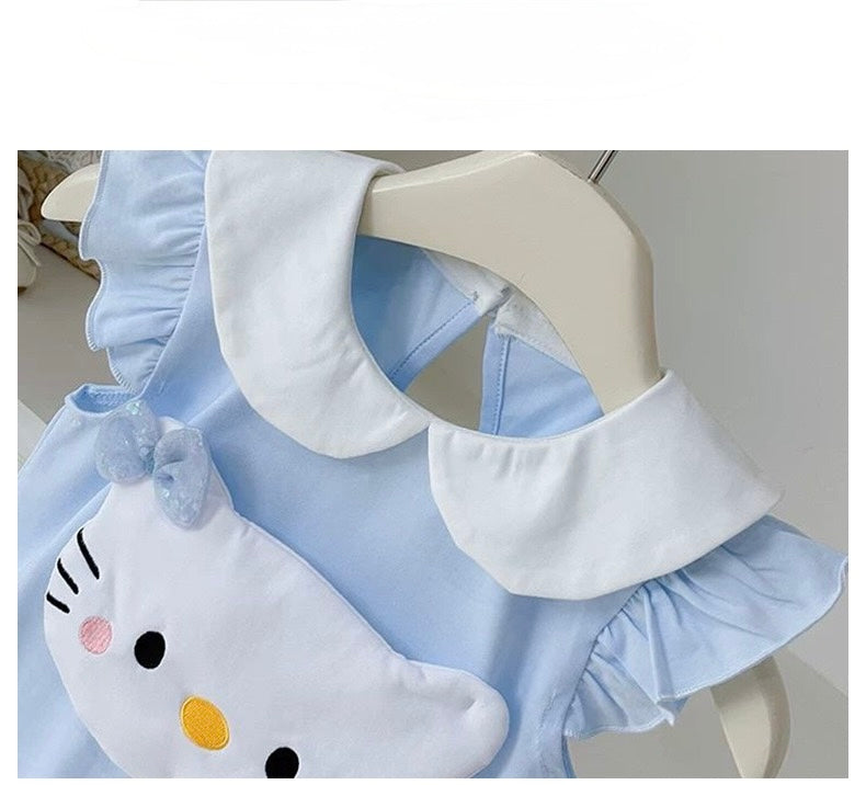 Soft & Breathable - Baby & Toddler - Plushy 3D Hello Kitty Romper - Pastel Blue