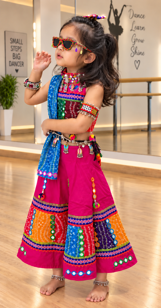 Girls Soft & Comfortable - Navratri Set with Accessories - Queen Pink