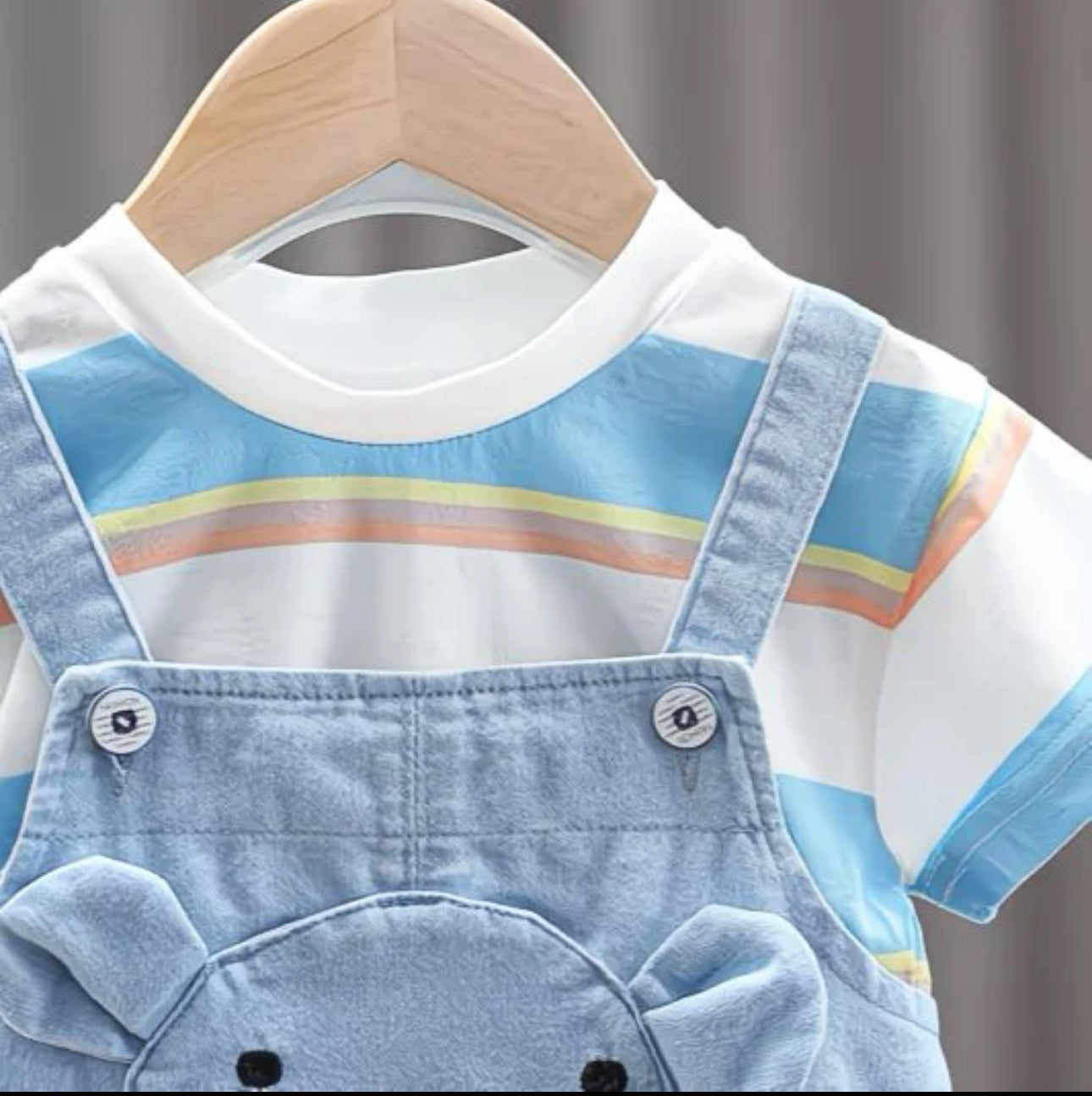 Soft & Breathable - Baby & Toddler - Cute Bear Dungaree Set