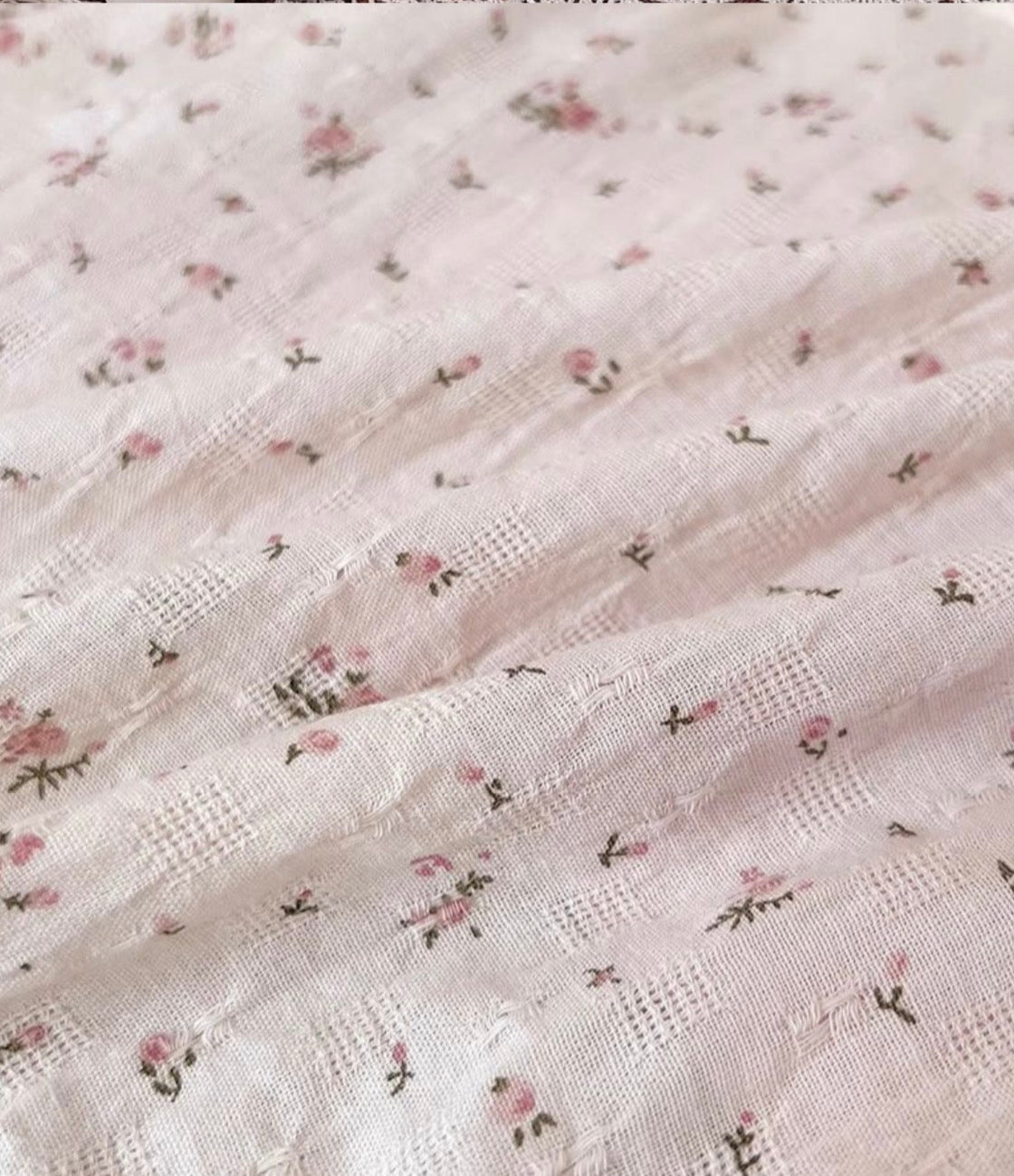 Soft & Breathable - Baby Girl Floral Romper Set with Peter Pan Collar Pink Ribbed Top