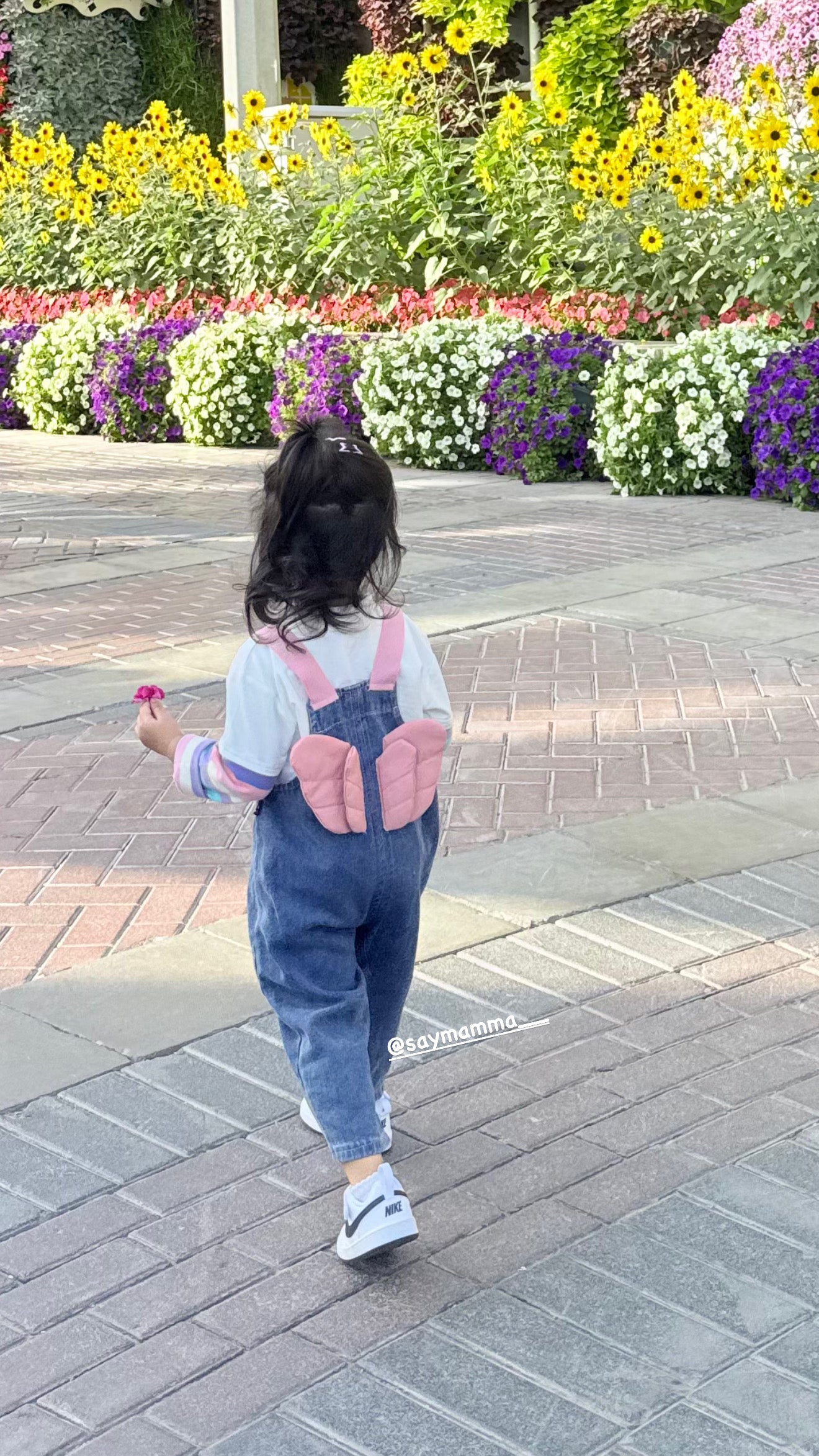 Denim Love - Girls Printed Soft Denim Dungaree with T-Shirt
