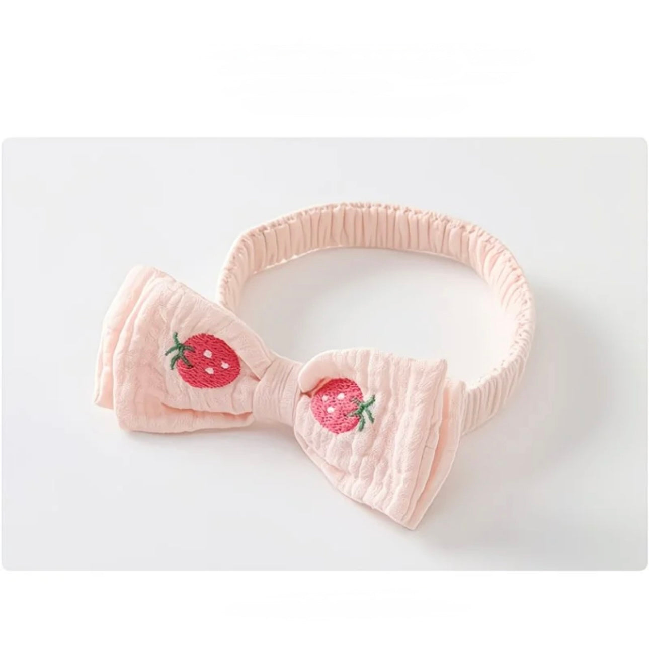 Soft & Breathable - 100% Organic Cotton Baby Girl Strawberry Embroidered Romper with Matching Headband