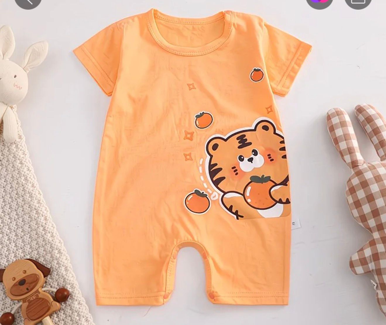 Soft & Breathable - Baby & Toddler - Elegant Tiger & Orange Print Baby Romper
