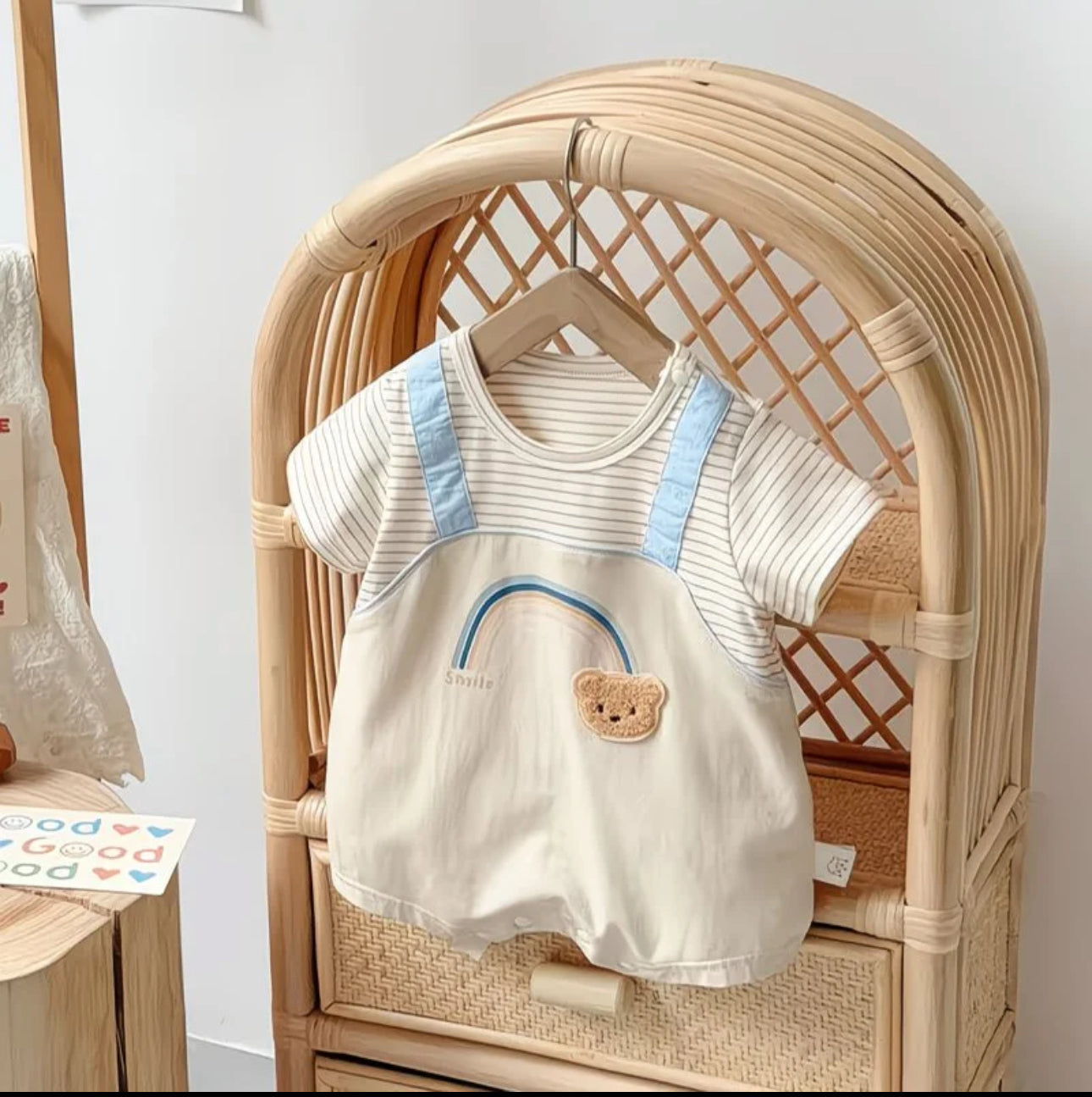 Soft & Breathable - Baby & Toddler - Elegant Striped Rainbow Print Romper