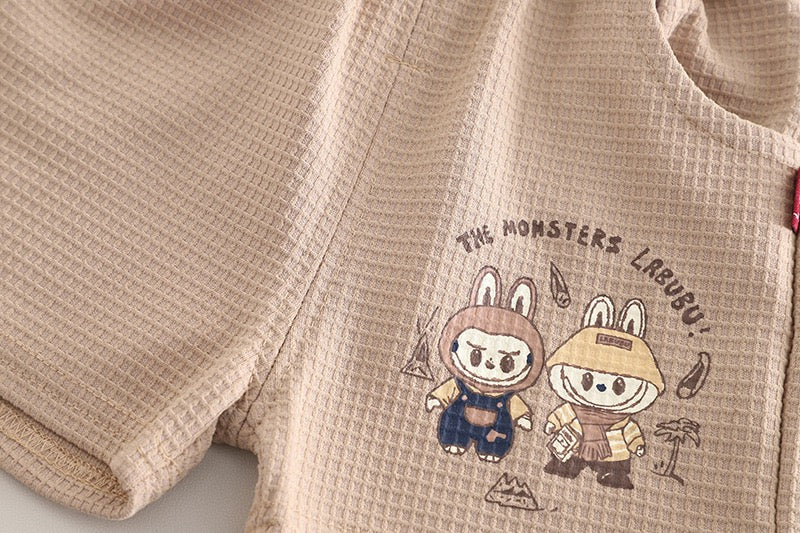 Kids Labubu Waffle T-Shirt & Shorts Co-ord Set