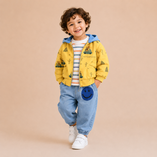 Trendy Stylish Jacket, T-Shirt & Denim Set