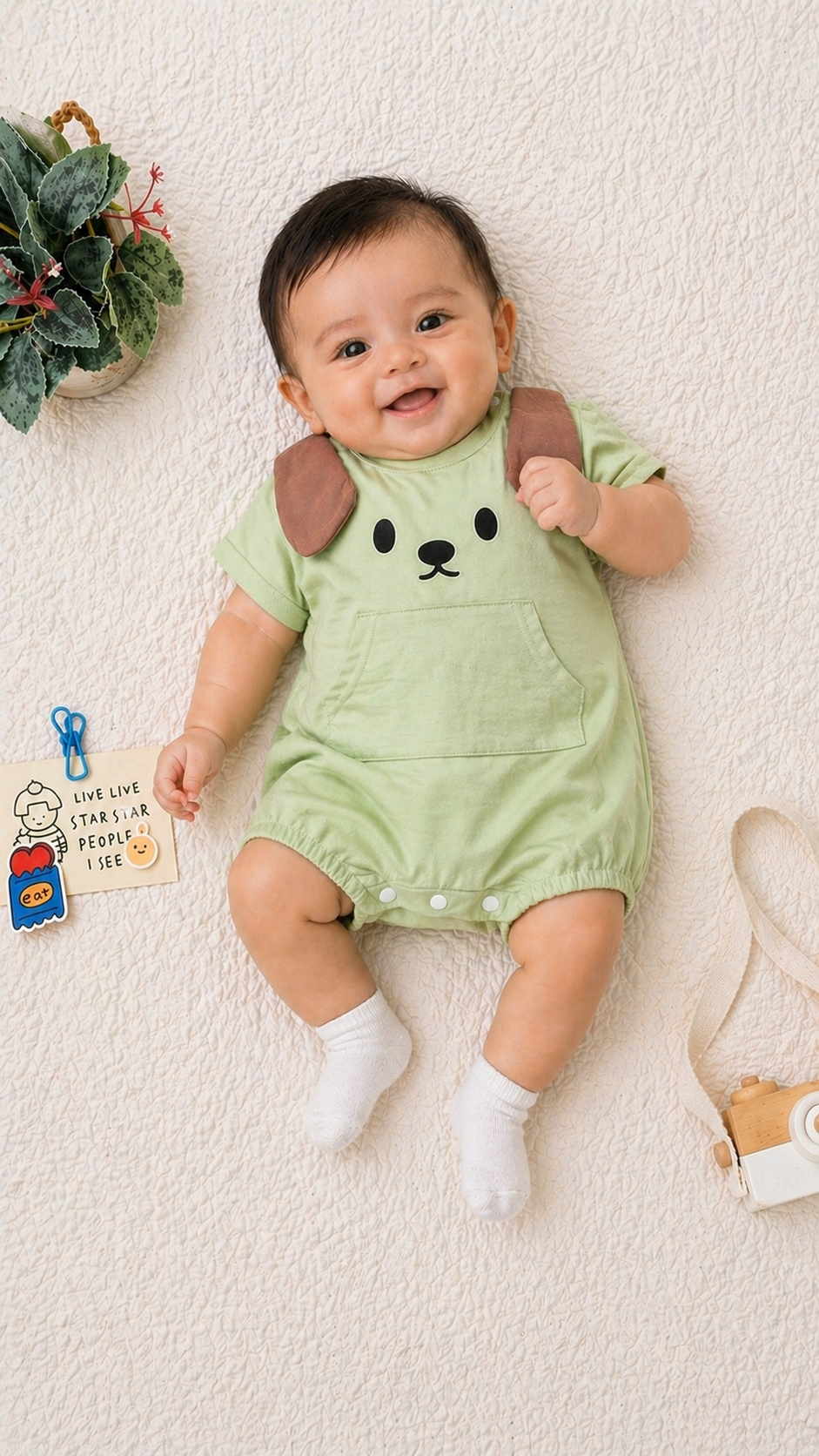 Soft & Breathable - Baby Boys Puppy Romper