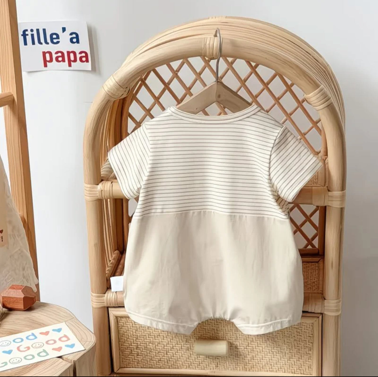 Soft & Breathable - Baby & Toddler - Elegant Striped Rainbow Print Romper
