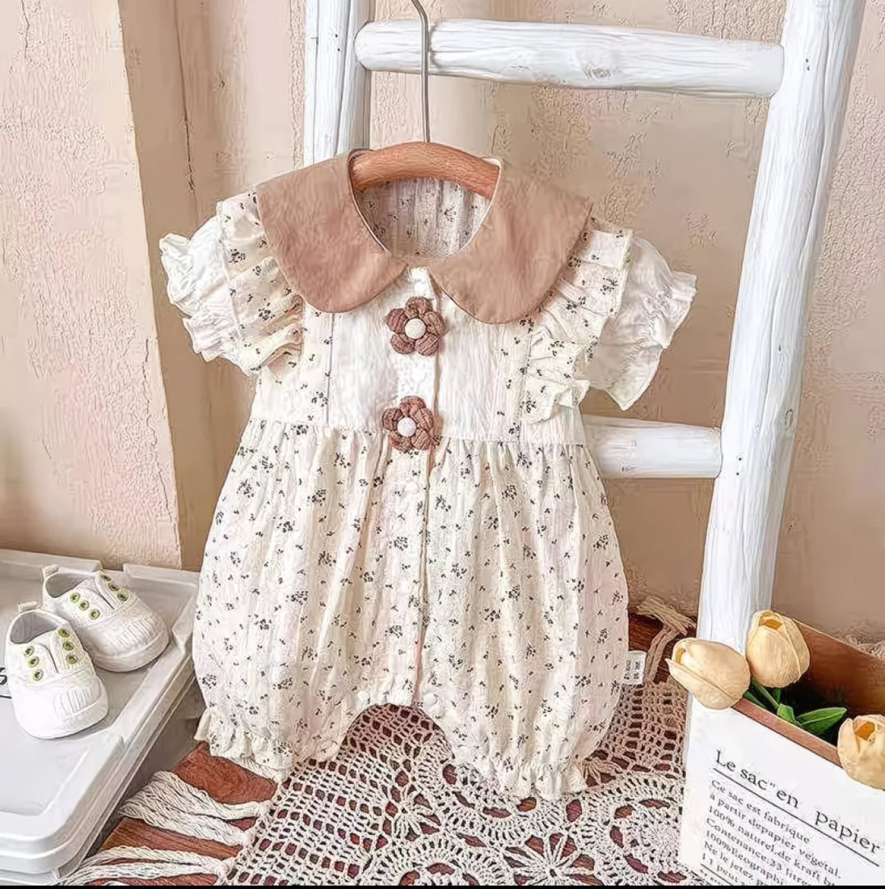 Soft & Breathable - Baby & Toddler - 3D Floral Button Romper