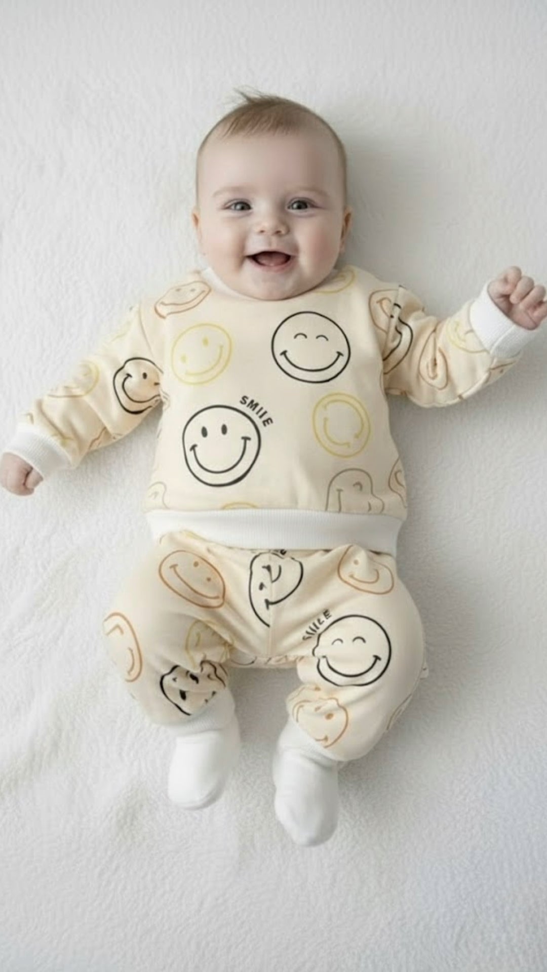 Trendy Soft & Breathable - Trendy Baby Co-Ord Set with Fleece - Smiley