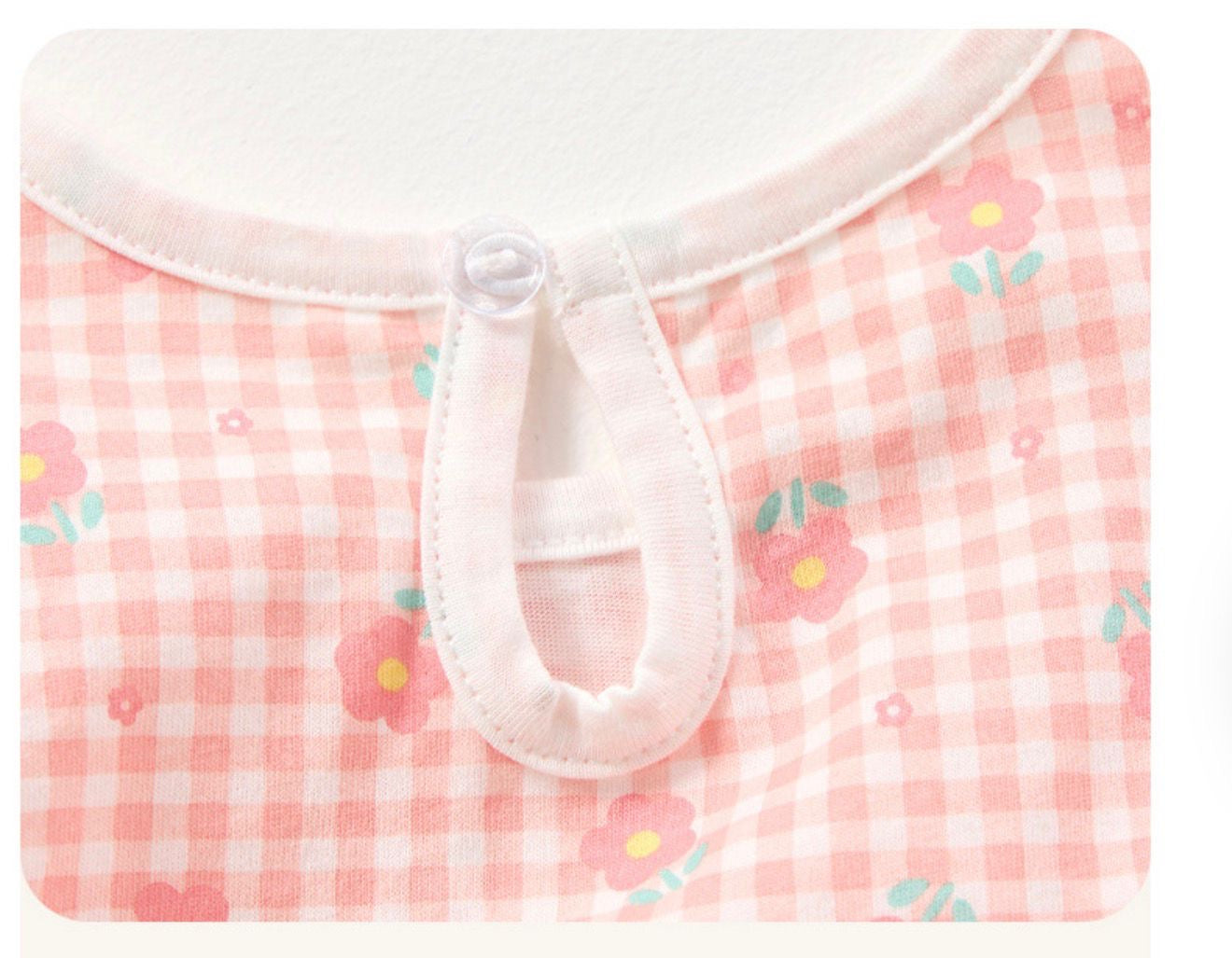 Girls Pink Gingham Floral Baby Dress with Ruffle Sleeves