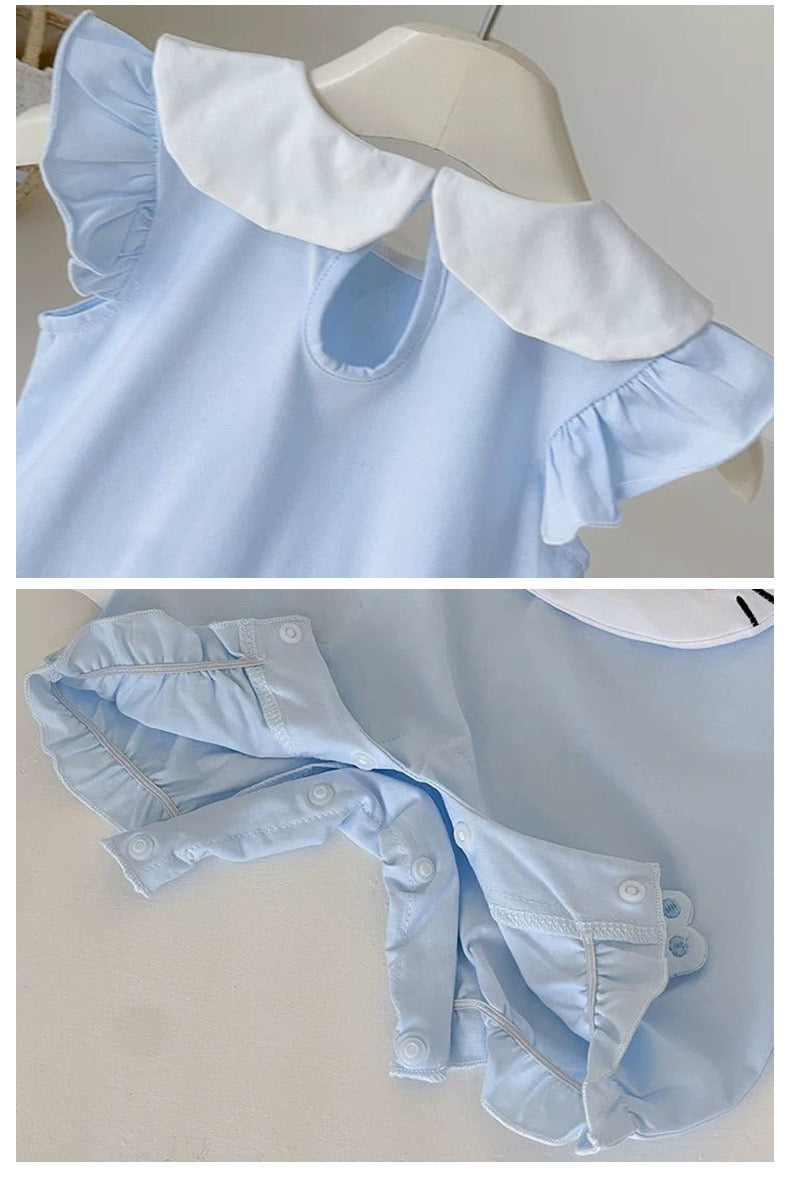 Soft & Breathable - Baby & Toddler - Plushy 3D Hello Kitty Romper - Pastel Blue