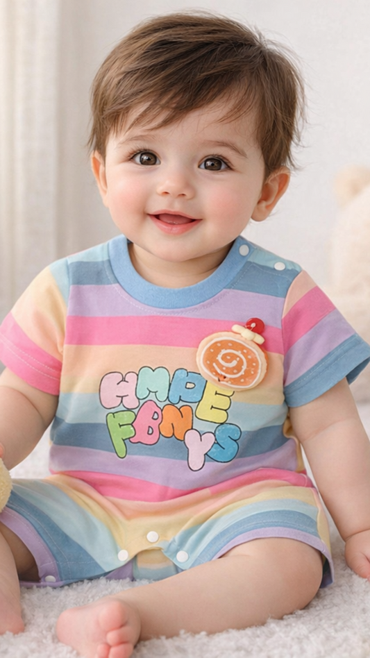 Soft & Breathable - Organic Cotton Romper - Multicolor 3D