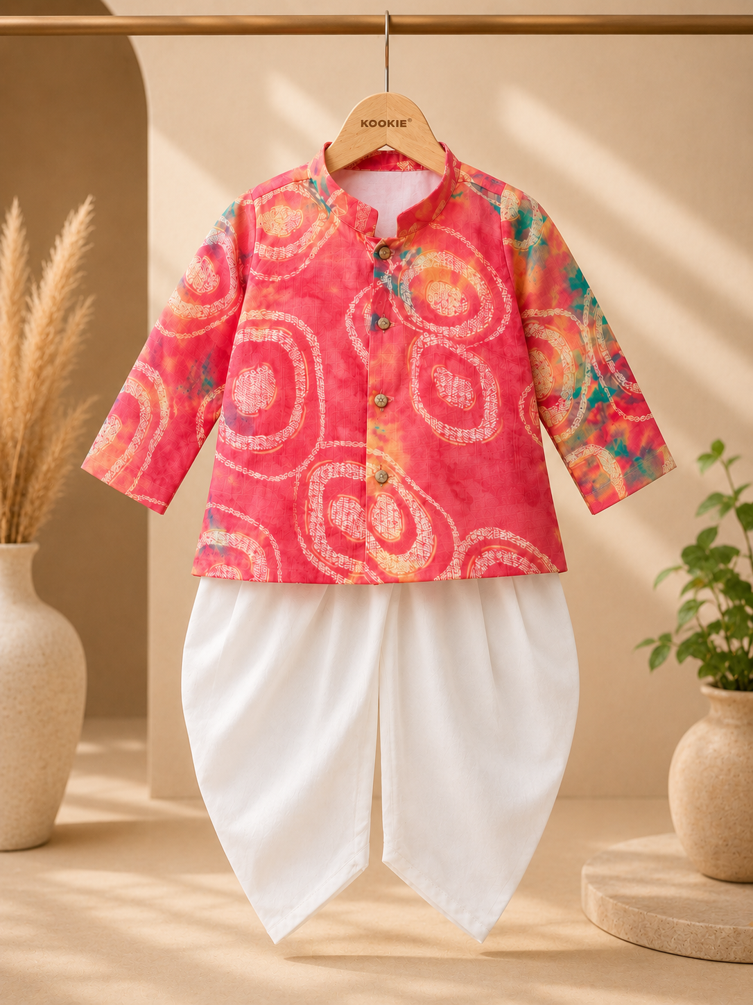 Soft & Breathable - Baby & Toddler - Elegant Ethnic - Royal Heritage Coral Kurta Set