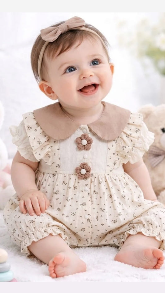 Soft & Breathable - Baby & Toddler - 3D Floral Button Romper