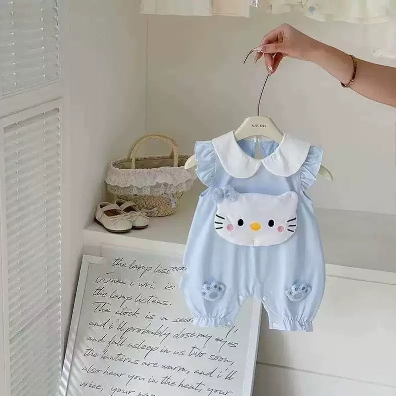 Soft & Breathable - Baby & Toddler - Plushy 3D Hello Kitty Romper - Pastel Blue